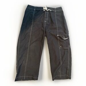 Le Cove Womens Short Shorts Black Casual Lightweight‎ White Trim Large